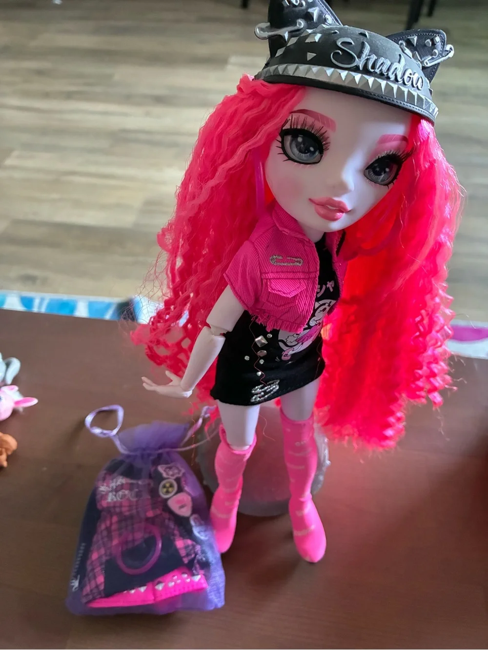 SHAN Pink Curly-Haired Fashion Doll with Trendy Outfit